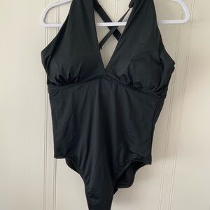 Timeless Black One-Piece Swimsuit with Halter Neckline